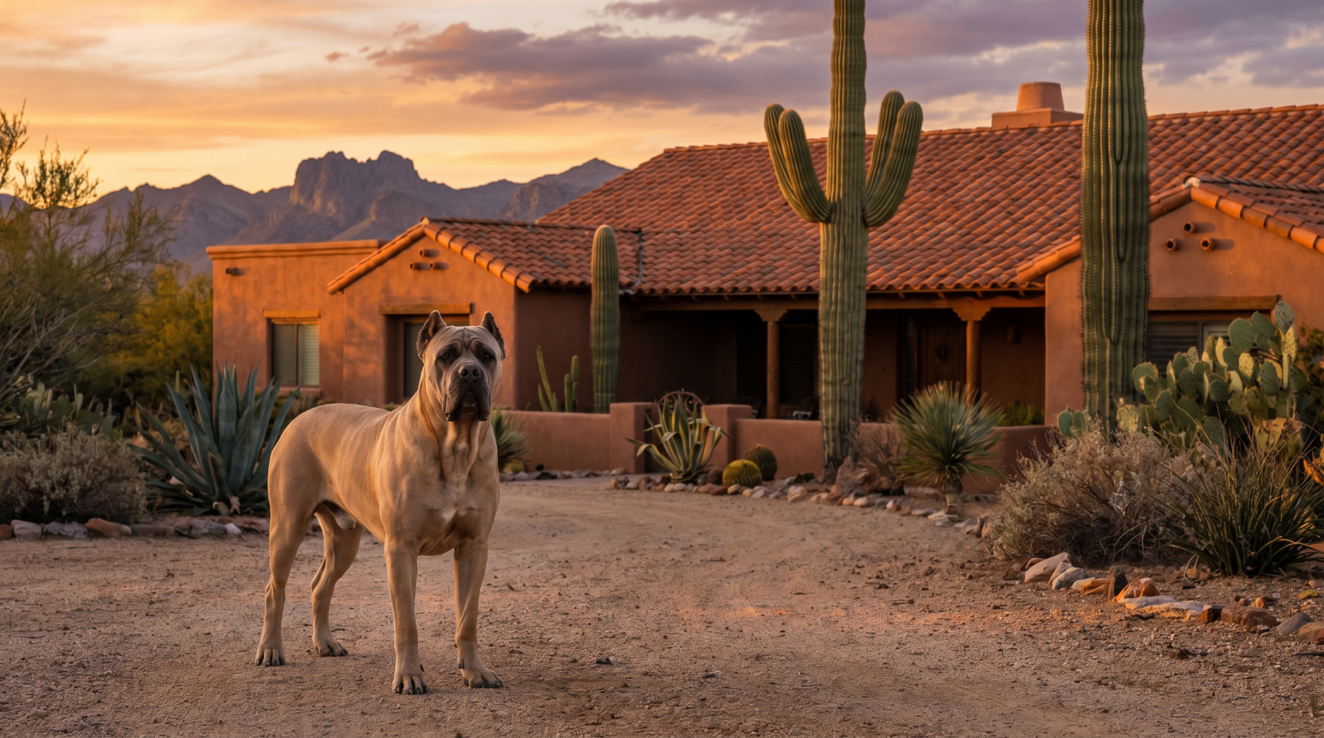 Cane Corso resting in the warm Arizona sun