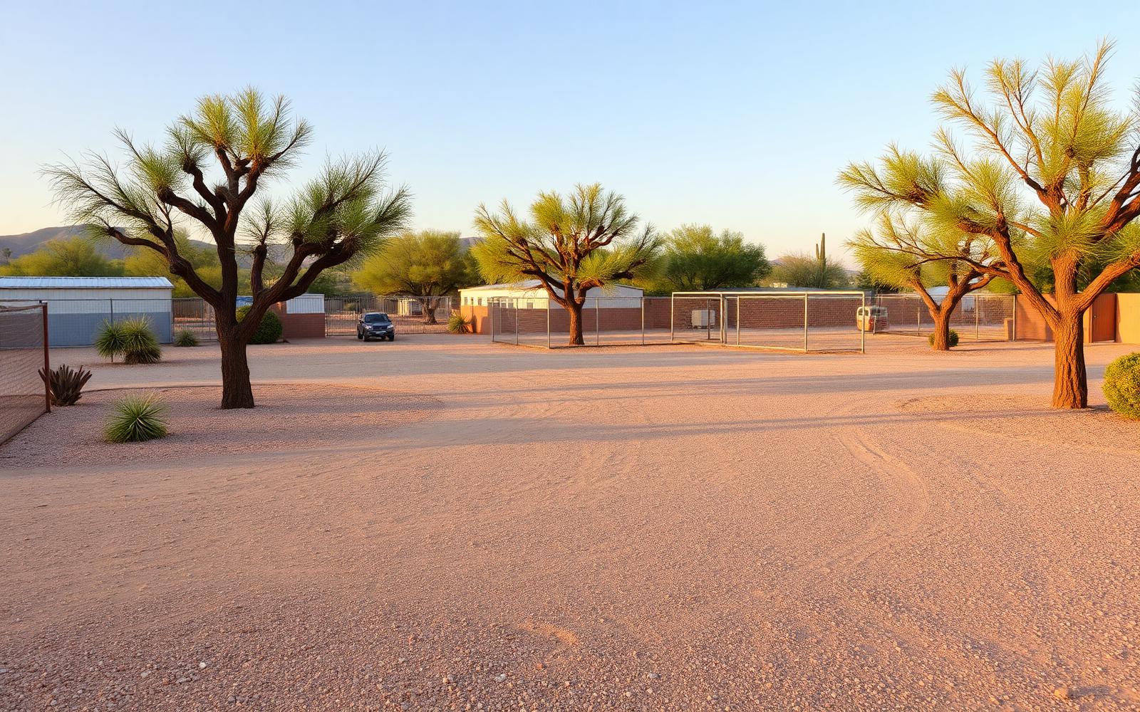 Our family kennel grounds in San Tan Valley, Arizona at sunset